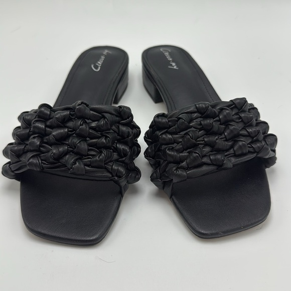 Circus Ny Women's Black Kenna Square Toe Slip On Slide Sandals Size 7 leather - Picture 5 of 6